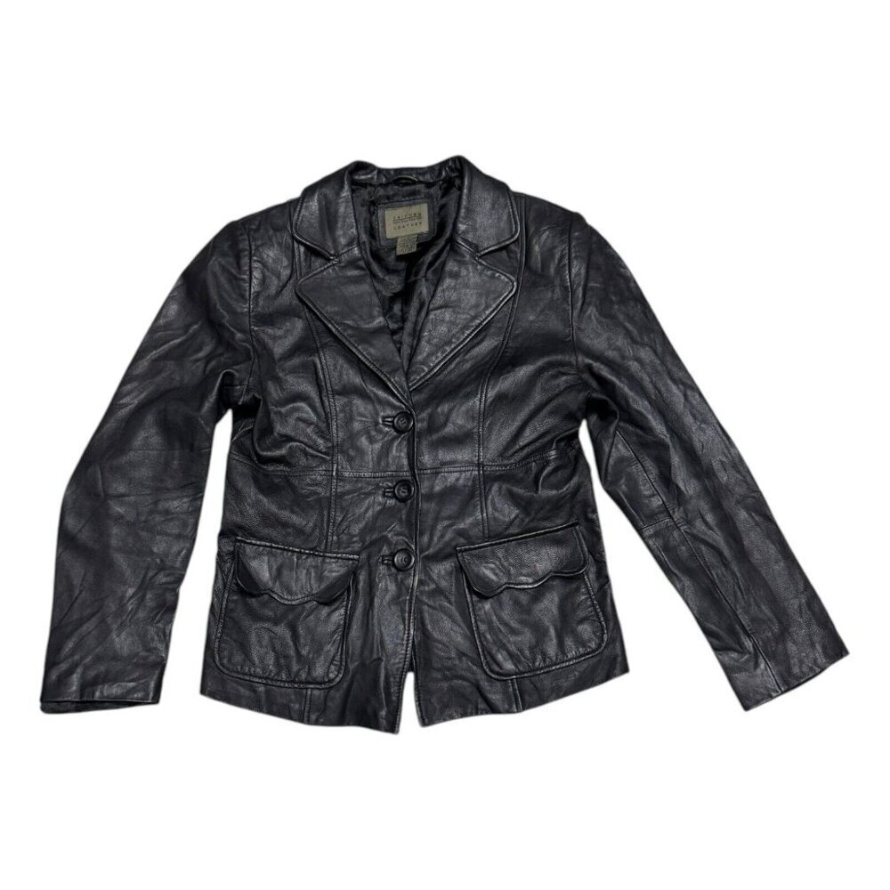 VINTAGE LEATHER John Paul Richard 90s Retro Casual Designer Jacket Womens 10